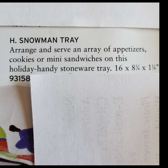 Snowman Stoneware Tray New Serve, Microwaveable, Oven safe Home Interiors - Picture 9 of 10